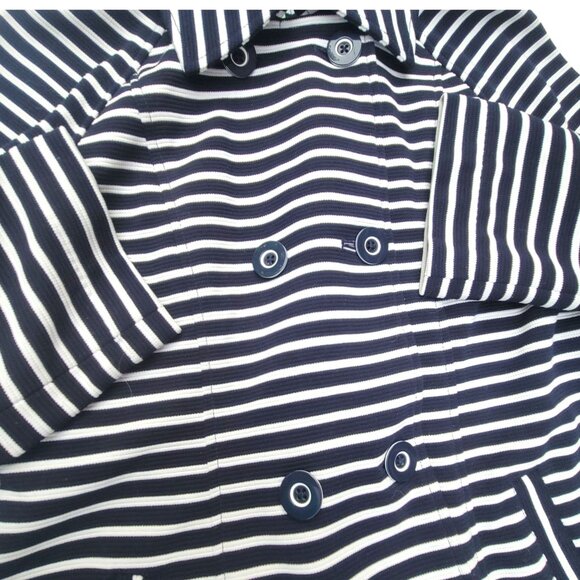 Cabi Womens Striped Double-Breasted Coat Blue White Nauticle Preppy - Picture 7 of 16